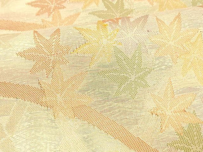 平和屋着物＊夏物 六通柄 本袋帯 籬草花文 金糸 正絹 逸品 DABA0705cm