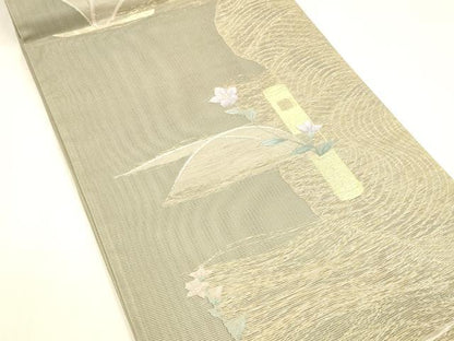 平和屋着物＊夏物 六通柄袋帯 離宮に想う 金糸 正絹 逸品 DABA0706cm