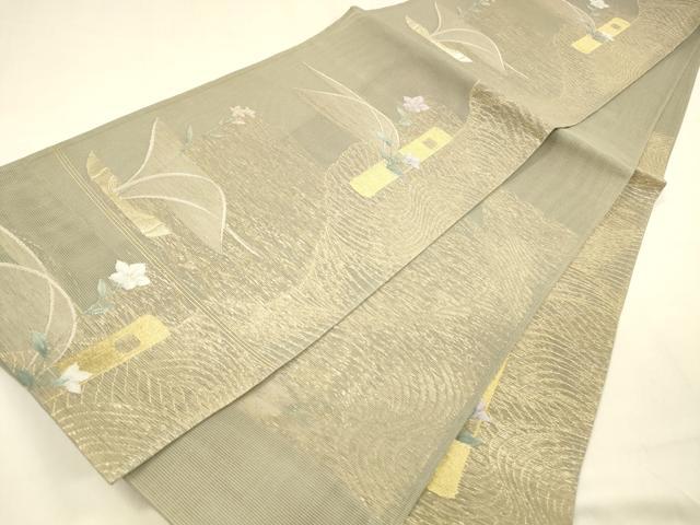 平和屋着物＊夏物 六通柄袋帯 離宮に想う 金糸 正絹 逸品 DABA0706cm