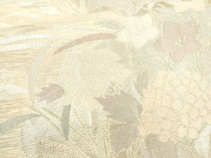 平和屋着物＊夏物 六通柄袋帯 流水草花文 銀糸 正絹 逸品 DABA0709cm