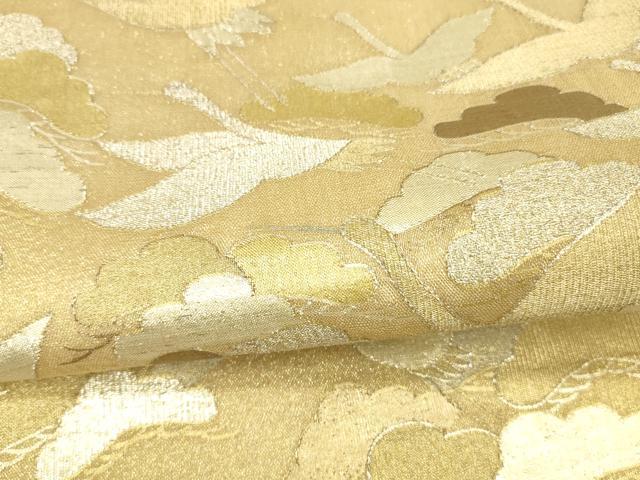 平和屋着物＊夏物 明綴れ 太鼓柄袋帯 飛鶴松文 金銀糸 正絹 逸品 DABA0710cm