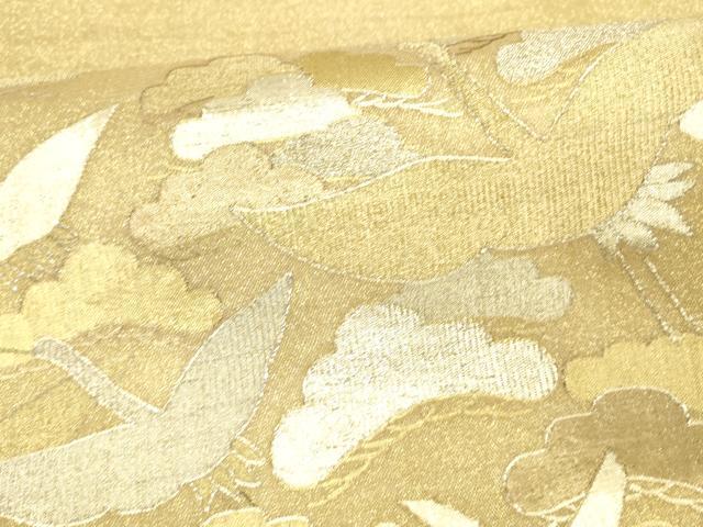 平和屋着物＊夏物 明綴れ 太鼓柄袋帯 飛鶴松文 金銀糸 正絹 逸品 DABA0710cm