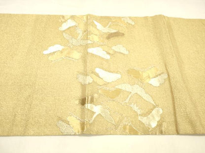 平和屋着物＊夏物 明綴れ 太鼓柄袋帯 飛鶴松文 金銀糸 正絹 逸品 DABA0710cm