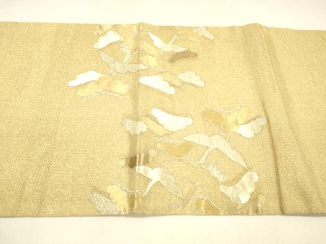 平和屋着物＊夏物 明綴れ 太鼓柄袋帯 飛鶴松文 金銀糸 正絹 逸品 DABA0710cm