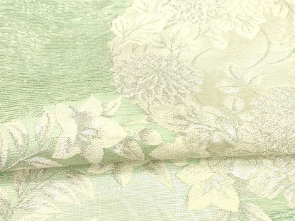 平和屋着物＊夏物 六通柄袋帯 花と風 銀糸 正絹 逸品 DABA0711cm