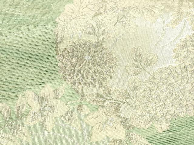 平和屋着物＊夏物 六通柄袋帯 花と風 銀糸 正絹 逸品 DABA0711cm