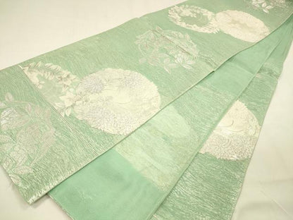 平和屋着物＊夏物 六通柄袋帯 花と風 銀糸 正絹 逸品 DABA0711cm