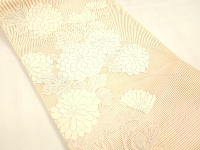 平和屋着物＊夏物 絽綴れ 太鼓柄袋帯 草花文 銀糸 正絹 逸品 DABA0713cm