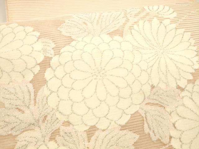 平和屋着物＊夏物 絽綴れ 太鼓柄袋帯 草花文 銀糸 正絹 逸品 DABA0713cm