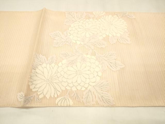 平和屋着物＊夏物 絽綴れ 太鼓柄袋帯 草花文 銀糸 正絹 逸品 DABA0713cm