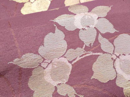 平和屋着物＊夏物 八寸名古屋帯 草花文 金銀糸 DABA0718cm