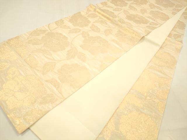 平和屋着物＊夏物 全通柄 本袋帯 枝花文 金糸 正絹 逸品 DABA0722cm