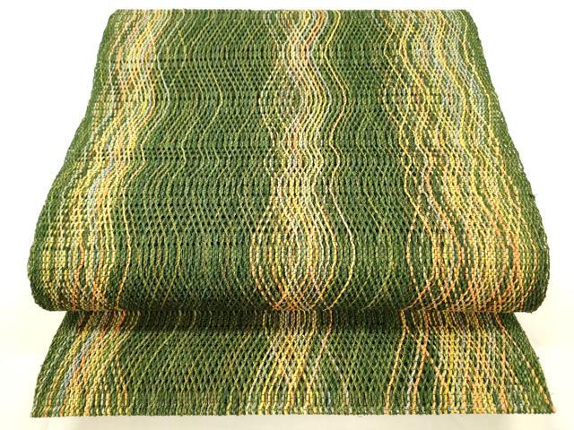 平和屋着物＊夏物 八寸名古屋帯 組織 よろけ縞 正絹 逸品 DABA0723cm