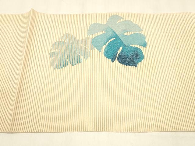 平和屋着物＊夏物 絽綴れ 八寸名古屋帯 草葉文 正絹 逸品 DABA0724cm