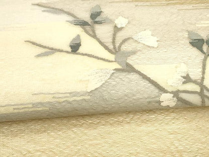 平和屋着物＊夏物 九寸名古屋帯 枝花文 銀糸 正絹 逸品 DABA0726cm