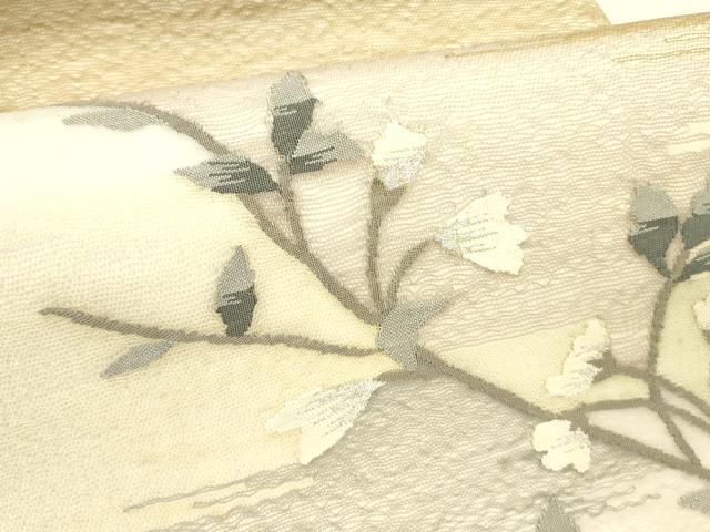 平和屋着物＊夏物　九寸名古屋帯　草花文　銀糸　正絹　逸品　DABD6654cm 平和屋着物＊夏物 九寸名古屋帯 草花文 金銀糸 正絹 逸品 DABD6567cmの