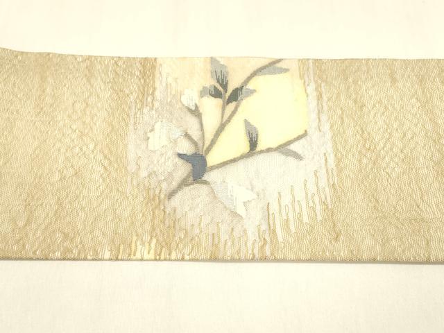 平和屋着物＊夏物　九寸名古屋帯　枝花文　銀糸　正絹　逸品　DABA0726cm 平和屋着物＊夏物 九寸名古屋帯 枝花文 銀糸 正絹 逸品 DABA0726cm