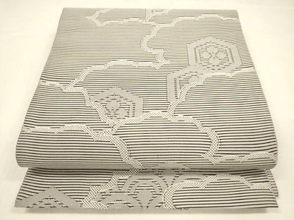 平和屋着物＊夏物 絽綴れ 八寸名古屋帯 亀甲花文 正絹 逸品 DABA0727cm