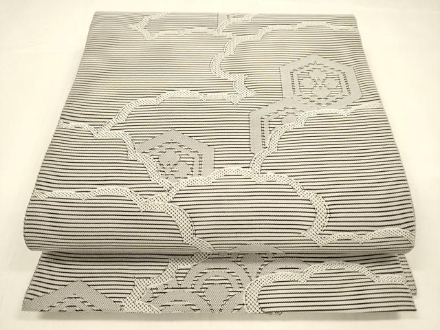 平和屋着物＊夏物 絽綴れ 八寸名古屋帯 亀甲花文 正絹 逸品 DABA0727cm
