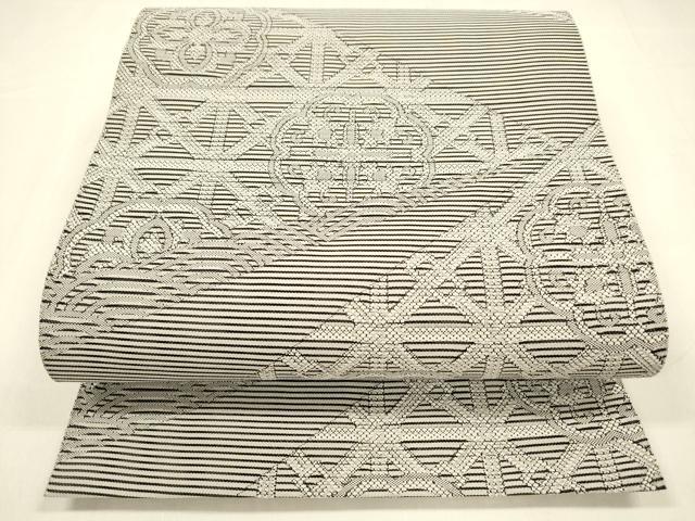 平和屋着物＊夏物 絽綴れ 八寸名古屋帯 抽象花文 逸品 DABA0728cm