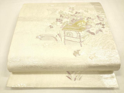 平和屋着物＊夏物 六通柄袋帯 唐織 染調風景 金銀糸 正絹 逸品 DABA0729cm