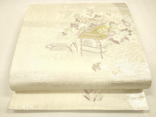 平和屋着物＊夏物 六通柄袋帯 唐織 染調風景 金銀糸 正絹 逸品 DABA0729cm