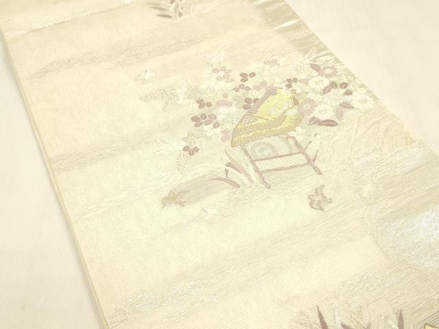 平和屋着物＊夏物 六通柄袋帯 唐織 染調風景 金銀糸 正絹 逸品 DABA0729cm