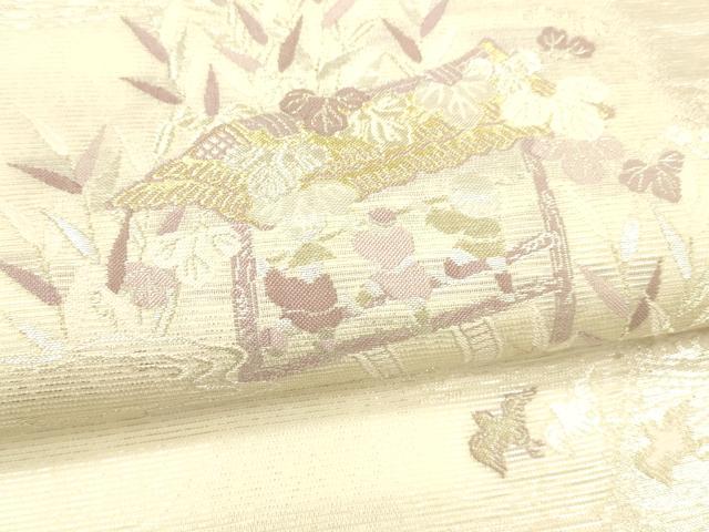 平和屋着物＊夏物 六通柄袋帯 唐織 染調風景 金銀糸 正絹 逸品 DABA0729cm