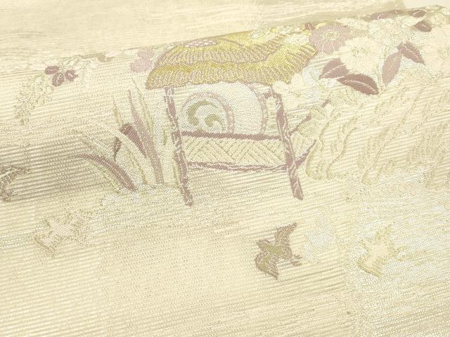平和屋着物＊夏物 六通柄袋帯 唐織 染調風景 金銀糸 正絹 逸品 DABA0729cm