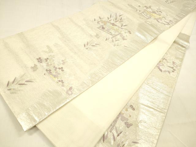 平和屋着物＊夏物 六通柄袋帯 唐織 染調風景 金銀糸 正絹 逸品 DABA0729cm