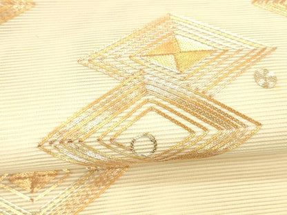 平和屋着物＊夏物 絽綴れ 太鼓柄袋帯 駒刺繍 総刺繍 丸菱文 正絹 逸品 DABA0731cm