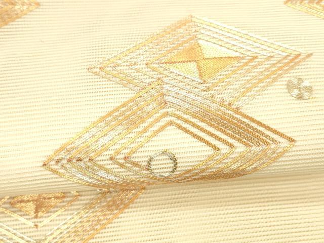 平和屋着物＊夏物 絽綴れ 太鼓柄袋帯 駒刺繍 総刺繍 丸菱文 正絹 逸品 DABA0731cm