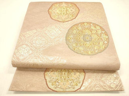 平和屋着物＊夏物 六通柄袋帯 唐織 正倉院花文 金銀糸 正絹 逸品 DABA0737cm