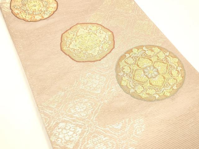 平和屋着物＊夏物 六通柄袋帯 唐織 正倉院花文 金銀糸 正絹 逸品 DABA0737cm