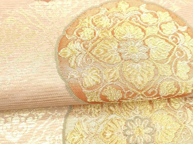 平和屋着物＊夏物 六通柄袋帯 唐織 正倉院花文 金銀糸 正絹 逸品 DABA0737cm