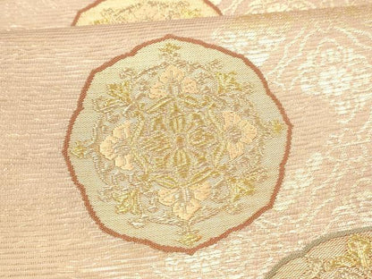 平和屋着物＊夏物 六通柄袋帯 唐織 正倉院花文 金銀糸 正絹 逸品 DABA0737cm