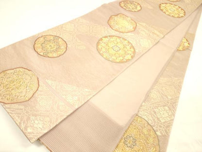 平和屋着物＊夏物 六通柄袋帯 唐織 正倉院花文 金銀糸 正絹 逸品 DABA0737cm