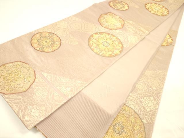 平和屋着物＊夏物 六通柄袋帯 唐織 正倉院花文 金銀糸 正絹 逸品 DABA0737cm