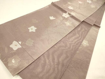 平和屋着物＊夏物 六通柄袋帯 草花文 銀糸 正絹 逸品 DABA0738cm