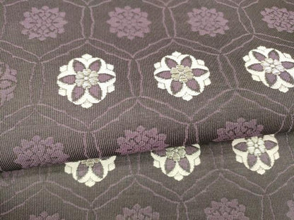 平和屋着物＊夏物　六通柄袋帯　唐織　舞花文　銀糸　正絹　逸品　DABA0743cm