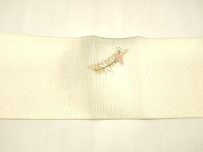 平和屋着物＊夏物 九寸名古屋帯 刺繍 草花文 金銀彩 正絹 逸品 DABA0744cm