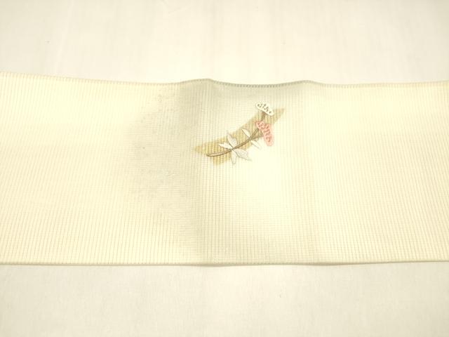 平和屋着物＊夏物 九寸名古屋帯 刺繍 草花文 金銀彩 正絹 逸品 DABA0744cm