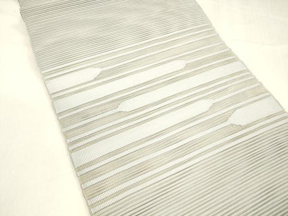 平和屋着物＊夏物 絽綴れ 八寸名古屋帯 横段文 秘色色 正絹 逸品 DABA0745cm