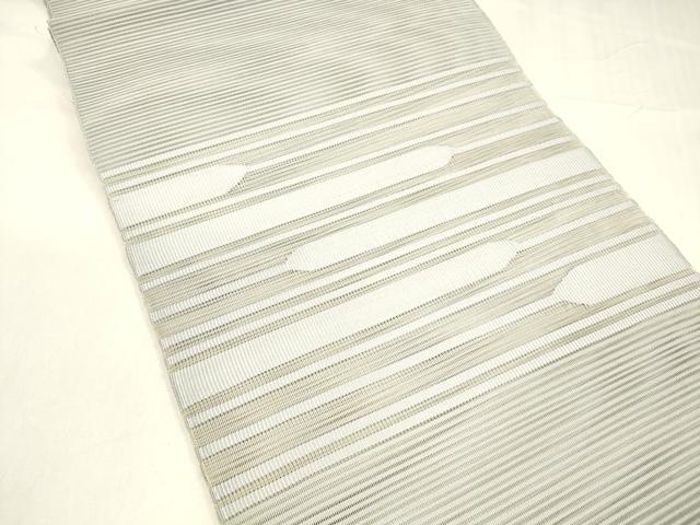 平和屋着物＊夏物 絽綴れ 八寸名古屋帯 横段文 秘色色 正絹 逸品 DABA0745cm
