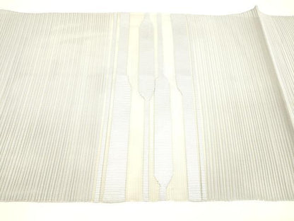 平和屋着物＊夏物 絽綴れ 八寸名古屋帯 横段文 秘色色 正絹 逸品 DABA0745cm