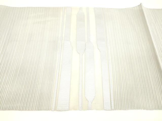 平和屋着物＊夏物 絽綴れ 八寸名古屋帯 横段文 秘色色 正絹 逸品 DABA0745cm