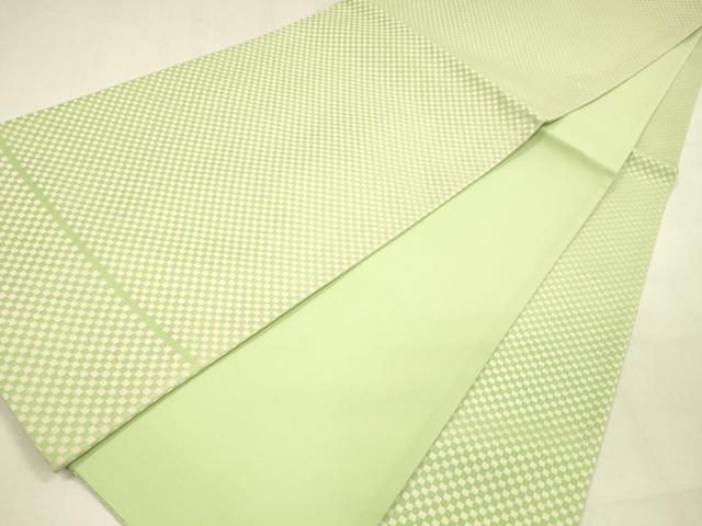 平和屋着物○全通柄袋帯 市松文様 銀通し地 正絹 逸品 DABA0749cm