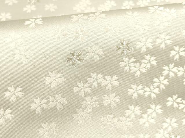 平和屋着物○九寸名古屋帯 唐織 舞桜文 銀糸 正絹 逸品 DABA0752cm