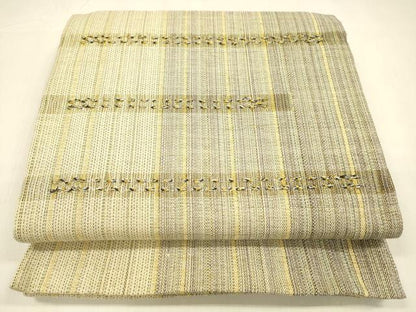平和屋着物▽スリーシーズン 春夏秋 太鼓柄袋帯 横段文 金糸 正絹 逸品 DABA0763cm