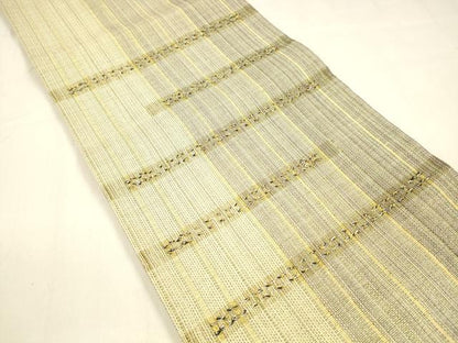 平和屋着物▽スリーシーズン 春夏秋 太鼓柄袋帯 横段文 金糸 正絹 逸品 DABA0763cm